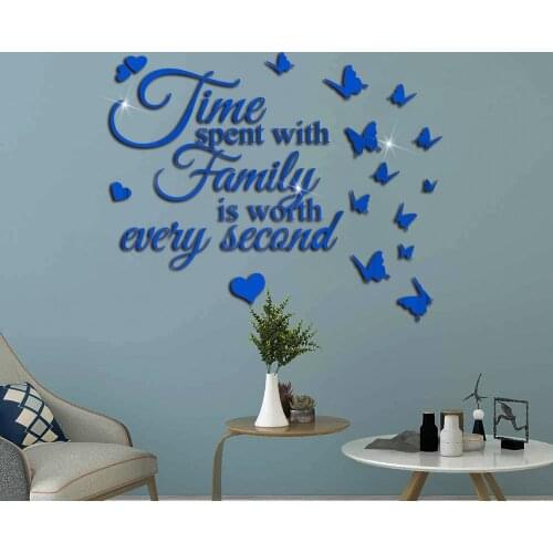 Butterfly Mirror Decoration Wall Stickers Home Living Room Bedroom Wedding Decoration English Letter Decal Acrylic Wall Stickers