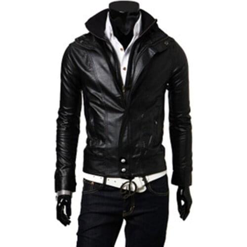 COLDKER foreign trade explosion models in Europe and America fashion short paragraph washed leather collar leather jacket men