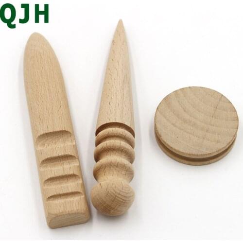 DIY Natural Solid Leathercraft Tool Edges Slicker Round Wood Multi-Size Leather Edge Slicking Burnishing Supplies Leather