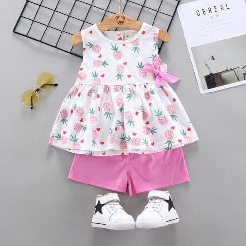 Baby Girls Beach Clothing Set Summer Infant Kids Fashion Sleeveless Tops+Shorts 2pcs Toddler Girls Cute Clothes Girls Outfits