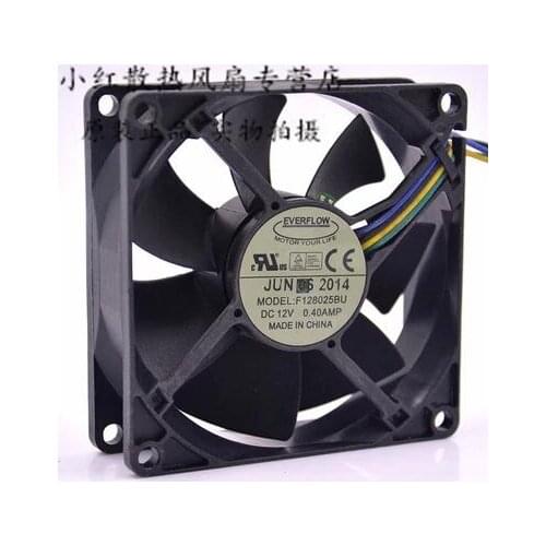 F128025BU 12V 0.40A 8CM 8025 4 Line PWM large Air Volume temperature controlled chassis Fan