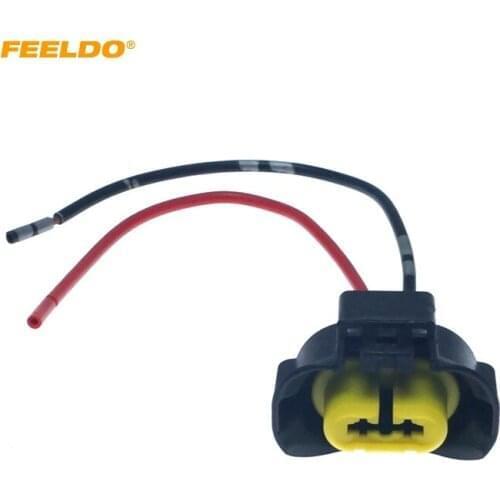 FEELDO 1Pc Car Headlight Lamp Holder Socket Base Wire Adapter For Nissan H8 Halogen lamp Connector Wiring Harness