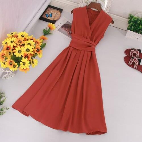 Летние платья миди FMFSSOM China At AliExpress