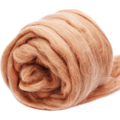 Imzay 3.53oz Wool Roving Yarn, 100% Pure Wool, Chunky Yarn, Spinning Wool Roving For Needle Felting Wet Felting（light coffee