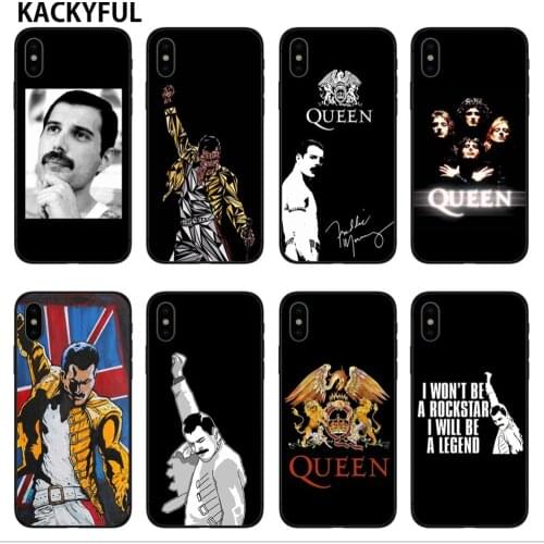 KACKYFUL Phone Case For Coque iPhone X XR XS Max 8 8Plus 7 7Plus 6 6S Plus 5S SE Freddie Mercury Queen band Soft Silicone Cover