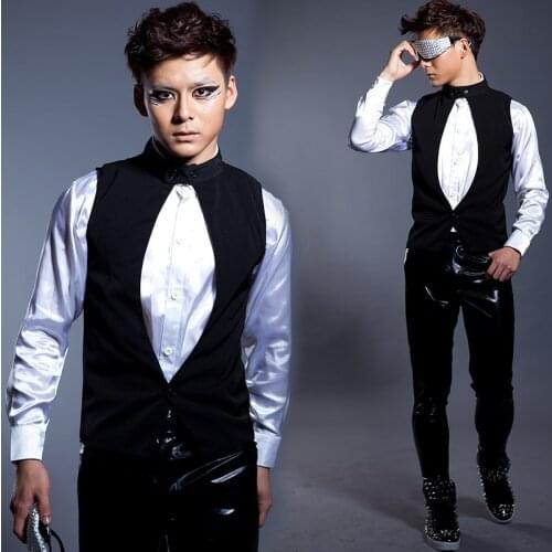 Bar Nightclub Bar MenS Singer Jazz Dance Performance Vest Slim Host Hair Stylist Horse Suit Party Cosplay Jacket Tide DWY2710