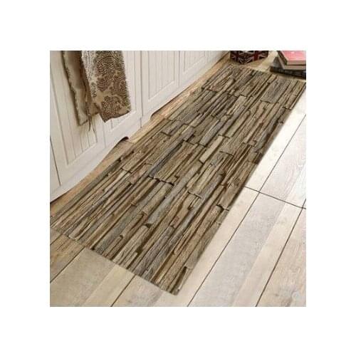 Printed Kitchen Carpet Absorbent Mats Doormat for Entrance Door 3D Wood Grain Pattern Bedroom Hallway Long Mat Anti-Slip Rug