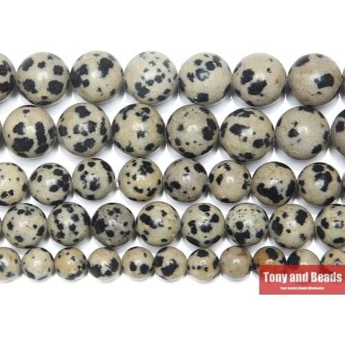 Natural Stone Dalmation Jaspers Round Beads 15" Strand 4 6 8 10 12MM Pick Size For Jewelry Making