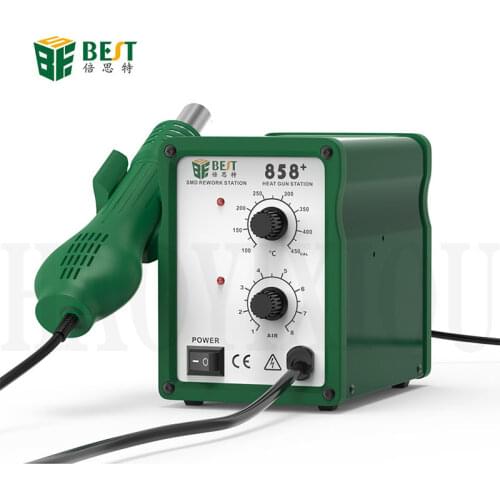 BEST 858+ Soldering Desoldering Station Hot Air Gun SMD Rework Station with 3pcs Nozzles