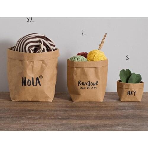 Washable Food Snack Fruit Vegetables Bread Kraft Paper Keep Fresh Storage Bag Container Home Decor