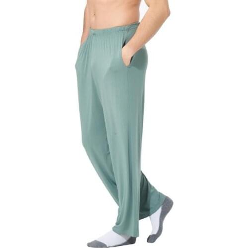 Mens Casual Household Pants Cotton New Straight Male Elastic Waist Loose Wide leg slacks Trousers Boys Plus Size Men Bottoms