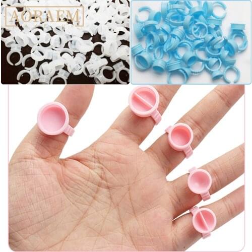 AORAEM 100pcs Disposable Eyelash Grafting Glue Ring Cup White No Divider Adhesive Holder Permanent Cups Makeup Tools Supplies