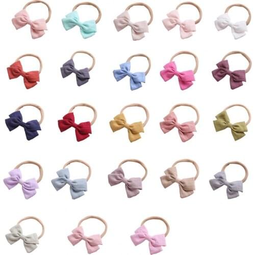 Solid Headwear Skin-friendly High Elastic Cotton Adorable Newborn Headband with Bowknot for Children