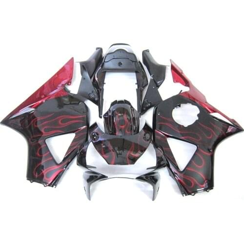 Customize Paint Fairings For HONDA CBR900RR 954 cbr954rr 03 02 cbr900rr 954 2003 2002 (black red flames) fairing kit C74