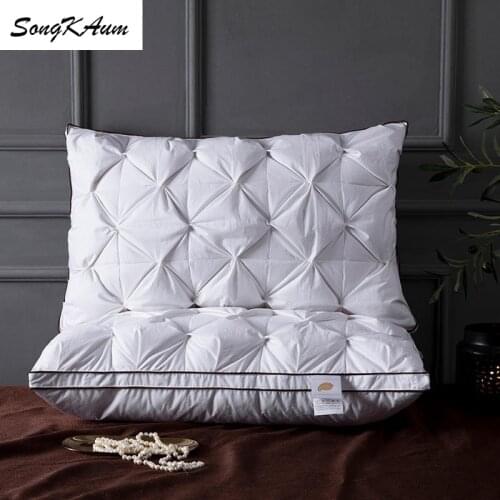 SongKAum 95 % White Goose Down/Feathe Pillow Three-dimensional Twist Pillows With Cotton Cover Adult Orthopedic Neck