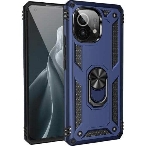 Shockproof Rugged Ring Stand Fundas TPU Bumper Cover for Xiaomi Mi11 Mi 11 Lite Mi11Lite 5G Case Coque Protective Shell Housing