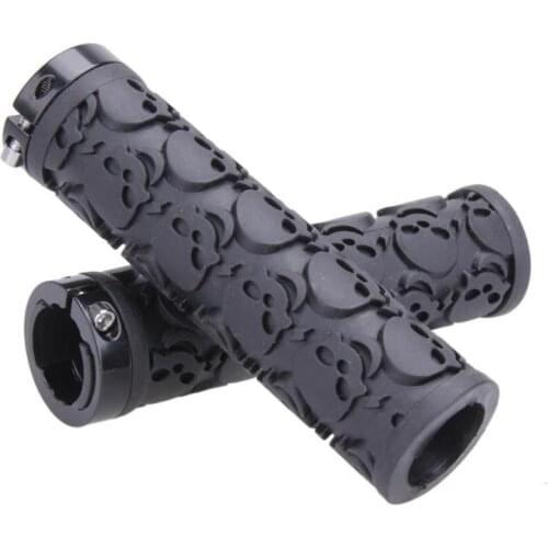Rubber Bicycle Handlebar Grip MTB Mountain Road Bikes Anti-slip Lockable Handle Grips Skull Style Sponge Bike Accessories Parts