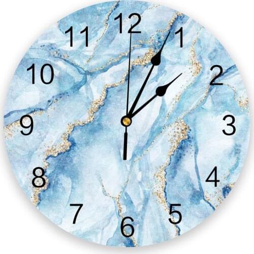 Marble Watercolor Painting Modern Wall Clock For Home Office Wall Decoration Living Room Bathroom Decor Needle Hanging Watch