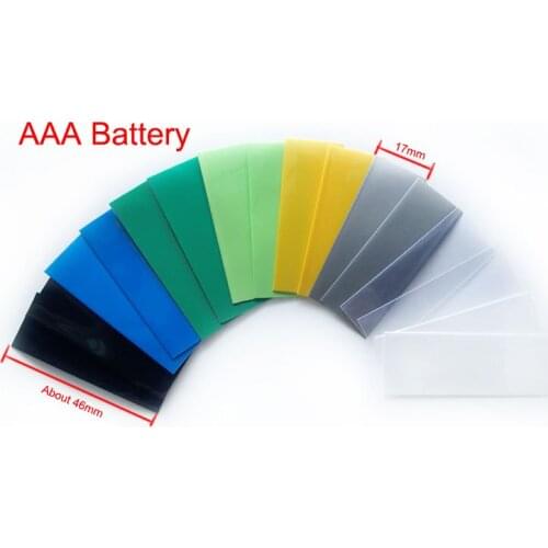 150pcs Clear Blue Green Yellow 17mm Width 46mm Length AAA Battery Insulation Waterproof PVC Heat Shrinkable Tubing Shrink Tube