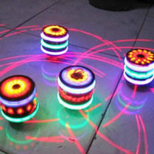 Top Colorful Flash LED Light Laser Music Gyroscope Childrens Wood Luminous Music Gyro Toys Kids Christmas Gift