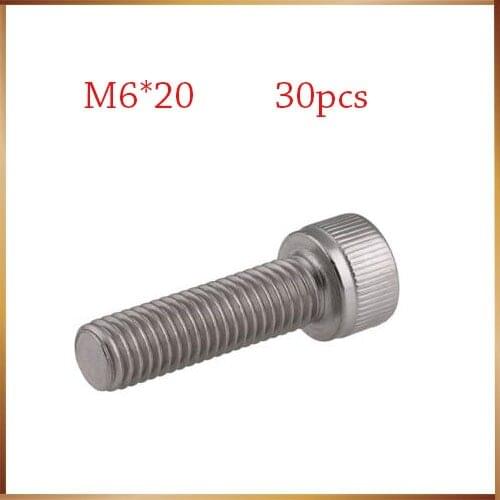 M6 screws m6 bolt 30pcs/Lot Metric Thread DIN912 M6x20 mm M6*20 mm 304 Stainless Steel Hex Socket Head Cap Screw Bolts