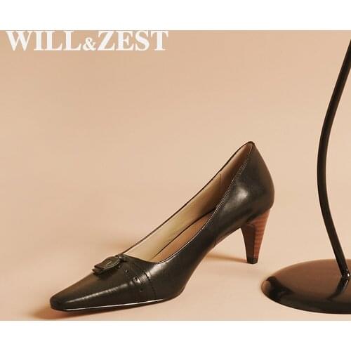 Will&Zest Woman Heels Pointe Pumps Women Shoes Black Brogues High Heel Shoes 2020 Ladies Autunm Footwear Stiletto Sexy Designers