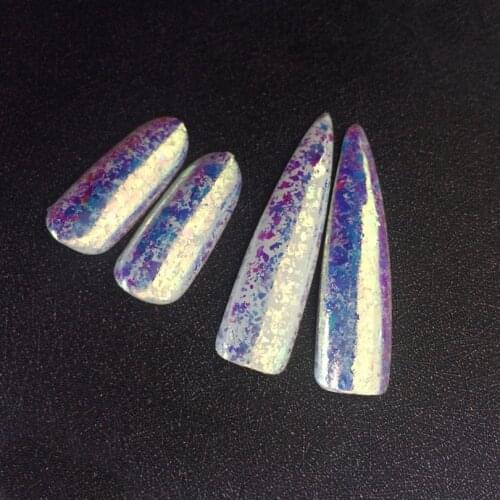0.1g Aurora Flakes White Chameleon Flakes Chrome Pigment Nail Powder Glitter Sequins Nail Art Decoration Manicure