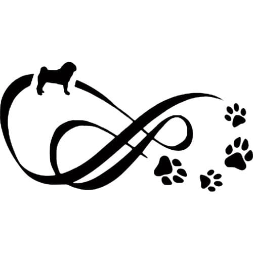 12.2*6.3CM Pug Dog Eternity Animal Paw Print Car Styling Classic Window Decorative Stickers