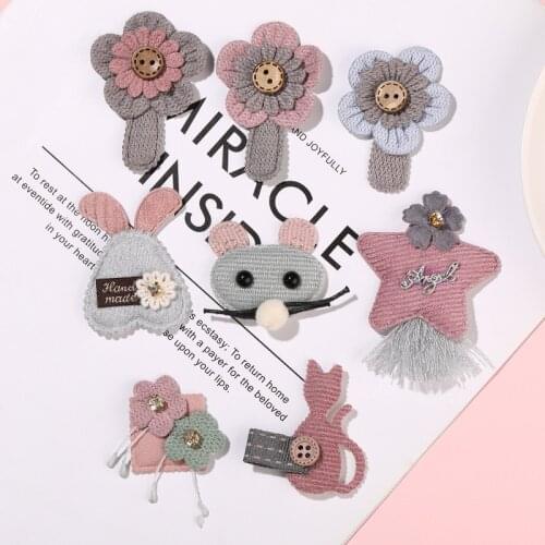 20Pcs/Lot Cartoon Lovely Flower Bear Appliques For Children Headwear Hair Clip Accessories And Garment Decoration Patches