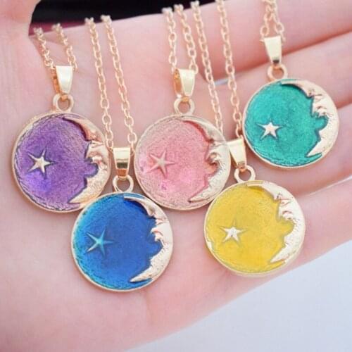 2019 Delicate Color Moon Face Star Planet Pendant Necklace Unique Exquisite Jewelry Gifts For Lady Women
