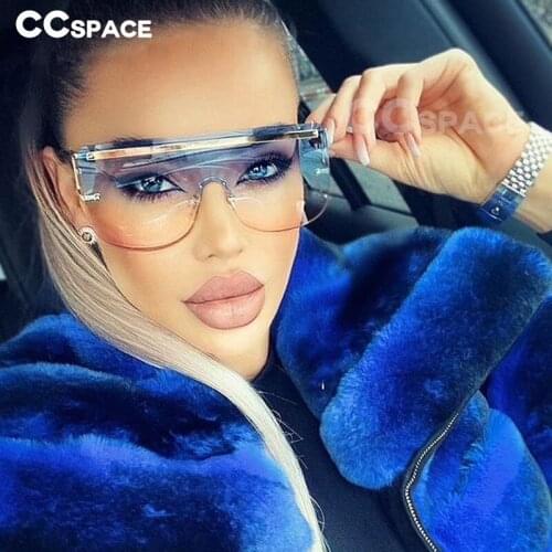 46589 Oversized Rimless One Lens Sunglasses Men Women Fashion Shades UV400 Vintage Glasses