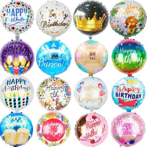 5pcs/lot Happy Birthday Helium Balloons 18inch Round Foil Globos For Adults Kids Birthday Party Decorations Baby Shower Decors