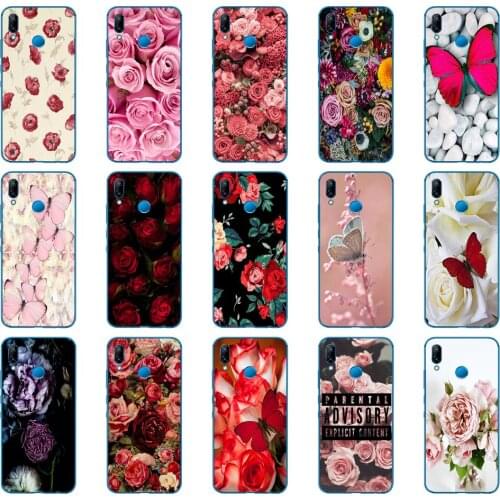 62D Red butterfly on white roses flower Soft Silicone Cover for Huawei P9 P10 P20 P30 Lite mate 10 20 PRO lite p smart 2019 case