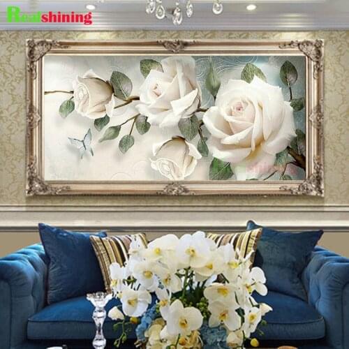 Large Full Square/Round Diamond Painting White Flowers 5D DIY Diamond Embroidery Mosaic Landscape Art Set Home Decoration N1715
