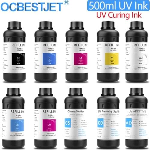 500ML/Bottle LED UV Ink For Epson L800 L805 L1800 R290 R330 1390 1400 1410 1500W UV Printer Ink Universal UV Ink For Epson