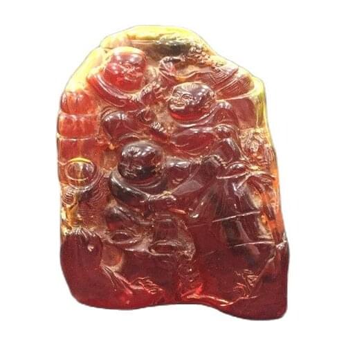 Flower amber (three stone baby) ornament auspicious and Ruyi Zhaocai Nafu home living room office gift