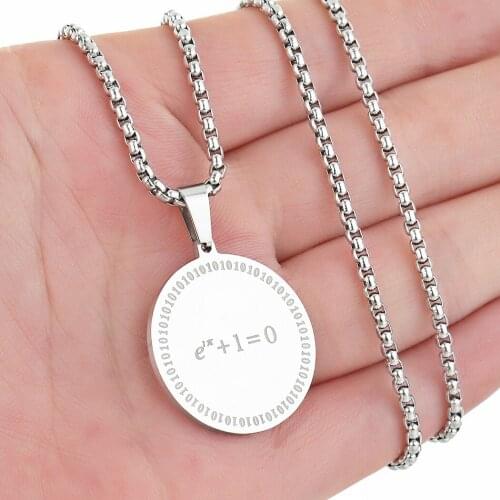 Cxwind Stainless Steel Fashion Eulers identity pendant Necklace Eulers equation Choker Necklace For Women Geometric Jewelry