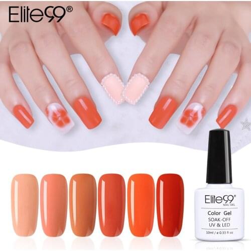 Elite99 Semi permanent Begonia Series Gel Polish Soak Off UV Lamp Orange Nail Varnish Gel Nail Polish Nail Art Manicure 10ML