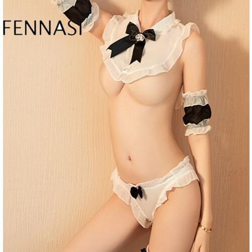 FENNASI Sexy Female Costumes Perspective Rabbit Lingerie Underwear Maid Roleplay Cosplay Classical Erotic Lace Outfit Sm Porno