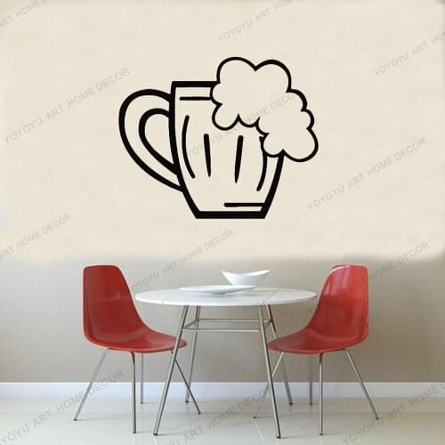 Art Glass Of Beer Foam Drinks Wall Decals Kitchen Cafe Vinyl Mural New Design Home Decor Wall Sticker Window Decoration rb266