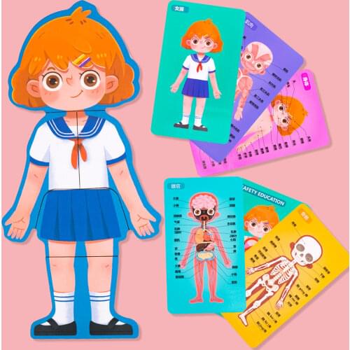 Kid Boby Cognition Toy Set Montessori Human Body Structure Wooden Puzzle Children Biological Toys for 3 Years Old Boys Girls