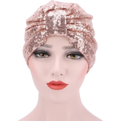 Islamic Turban Caps Shimmer Glitter Indian Hats Muslim inner Hijabs For Women turbante mujer female head wraps headdress
