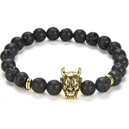 KAMAF The new of 2019 Natural black lava stone dumbbells bracelet, matte beads bracelet Bracelet jewelry gift to women