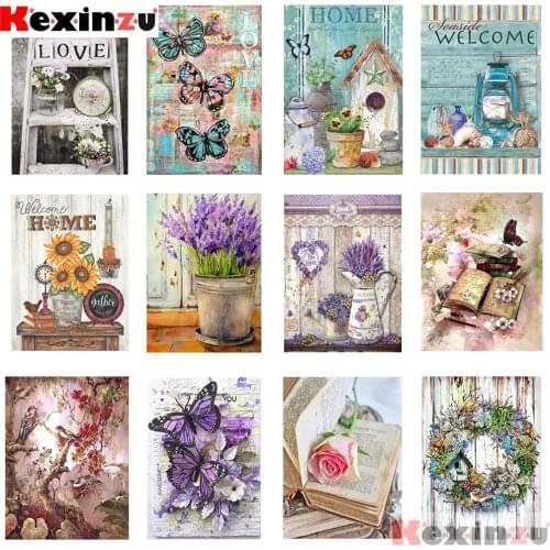 KEXINZU Diamond Painting Full Square/Round Drill 5D DIY "Flower butterfly bird" Daimond Embroidery Rhinestone Cross Stitch Decor