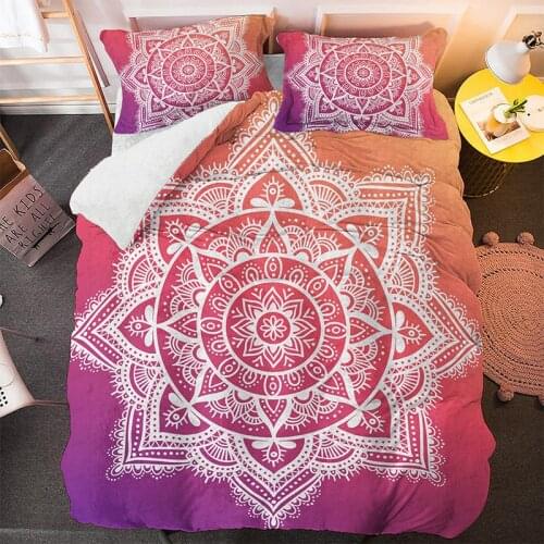 Red Mandala Flower Comforter Bedding Set 3D Print Luxury Queen King Single Duvet Cover Set Home Textile Decoration Fantasy Adult