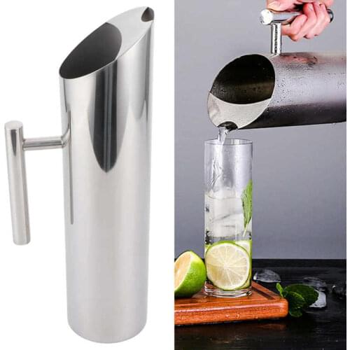2L Large Capacity Stainless Steel Handle Water Juice Jug Cold Drinking Pitcher Home Hotel Serving Tool