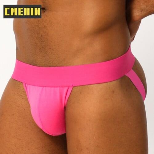 CMENIN Sexy Gay Men Underwear Lingerie Jockstrap G String Thongs Mens Underpants Pure Cotton Solid Male Panties Jock Strap BP.01
