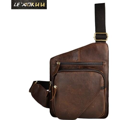 Male Real Leather Fashion Casual Wallet Phone Pouch Designer Small Crossbody Chest Sling Daypack Shoulder Bag For Men b214