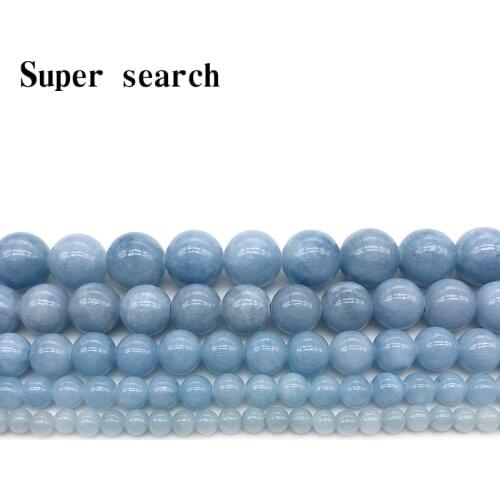 Natural Stone Gray Blue Jaspers Round Beads Bracelet Necklace Woman15" Strand 4 6 8 10 12MM Pick Size For Jewelry Making