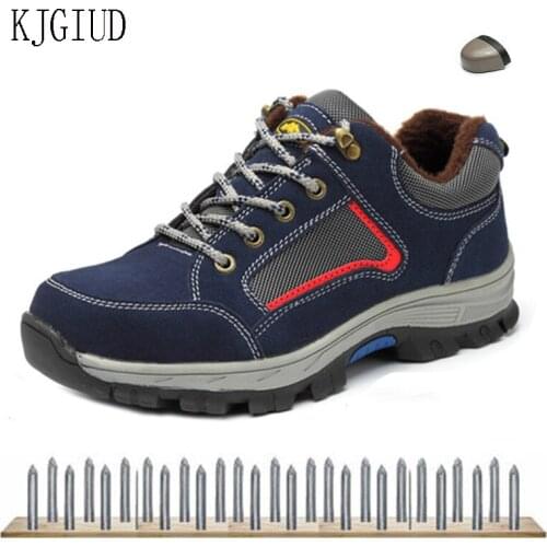 New Men Casual Shoes Anti-puncture Anti-puncture Steel Head Labor Insurance Shoes Winter Plus Cotton Protective Safety Shoes Men